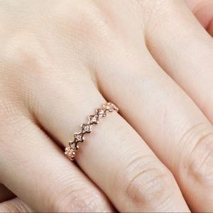 14K Rose Over Sterling CZ Stackable Ring
